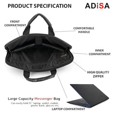 ADISA Laptop Bag for Men - Faux Leather Office Messenger Briefcase with Laptop Compartment for Work, Business, Corporate & Professional Use (LB6056)