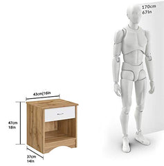 DeckUp Plank Bei Engineered Wood Bed Side Table and End Table (Walnut and White, Matte Finish)