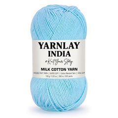 Yarnlay 3 Ply Soft Milk Cotton Yarn for Crochet Knitting, Amigurumi, Punch Needle .DIY Crafts, Summer Wear,Flowers Toys & Cushion Covers 100g (250m) (Shade 34: Grey)