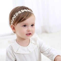 SYGA Baby Girl's Bow Design Headband Soft & Stretchable Fabric Hairband for Infants, Toddlers, Little Princesses (0-3 Years Cream Bow)