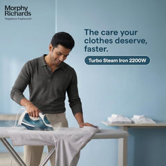 Morphy Richards Turbo Steam 2200W Steam Iron, White and Sage green, 2200 watts, ceramic