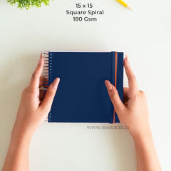MENORAH - Artist Square Sketch Book - 180 GSM - Square Drawing Book - (100 Pages/50 Sheets) - Hard Metal Spiral Bound - (15.0 cm x 15.0 cm) - Pink