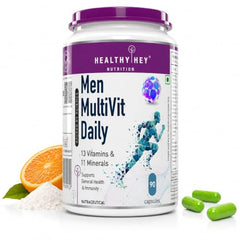 HealthyHey Nutrition MultiVitamin for Men - Multi-Vit Daily - 13 Vitamins & 12 Minerals - 90 Vegetable Capsules