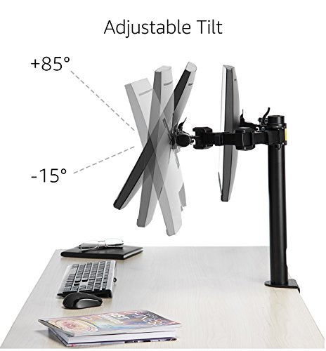 amazon basics Dual Monitor Stand - Height-Adjustable Arm Mount, Steel (Self Installation)