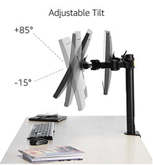 amazon basics Dual Monitor Stand - Height-Adjustable Arm Mount, Steel (Self Installation)