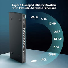 YuanLey 18 Port 2.5G PoE Switch Unmanaged, 16 x 2.5G Base-T PoE Ports, 2 x 10G RJ45 UpLink, IEEE802.3af/at, 250W, Compatible with 100/1000/2500Mbps, Metal Case, 2.5Gbe Network Switch