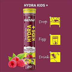 HYDRA KIDS + (ELECTROLYTES, ANTIOXIDANTS & VITAMINS) EFFERSVESCENT TABLETS (RASPBERRY, PACK OF 20 TABLETS)