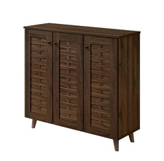 DeckUp Amari Engineered Wood 3-Door Shoe Rack (Walnut, Matte Finish)