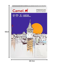 Camel Premium A4 Sketch Book 270 GSM, 15 Sheets