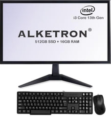 ALKETRON All-in-One Desktop PC- 20-Inch Display, 16GB RAM, 512GB SSD, Intel Processor, UHD 4K Graphics, WiFi 6, BT 5.2, Windows11 + MS Office(Lifetime), 1+3 Year Warranty(Standard+ Edition 2026 Model)