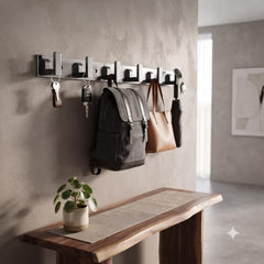 JAGGER JAG334 Wall Mounted Stainless Steel Wall Hooks for Hanging Cloth/Towel Hangers/Door Hangers/Hook Rail/Bthroom Hanger [ Combo Pack of 2 ] (Black, 6 PIN Hook)