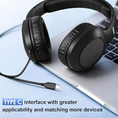 Hama Fun C USB-C Wired On-Ear Headphones with Microphone | 40mm Drivers, In-Line Remote, Adjustable Headband, Stereo Sound for Smartphones, Calls & Music, Black 5 Years Warranty