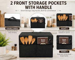 SOFROZ Waterproof Dustproof Kitchen Wet Grinder Cover with 2 Pockets Storage Solution for 2 Litre Table Top Ultra Perfect Plus, Black