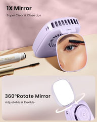 Gaiatop Portable Hand Fan with Makeup Mirror, Cute Camera Design, 3 Speed USB Rechargeable Mini Fan with LED Display, Multifunctional Neck Fan for Camping Travel Outdoor (Red)