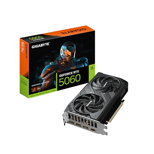 GIGABYTE GeForce RTX 5060 WINDFORCE MAX OC 8GB GDDR7, PCIe 5.0 Graphics Card – Blackwell DLSS 4, 3840 CUDA Cores, 2512 MHz Boost Clock, 128-bit, HV Fans