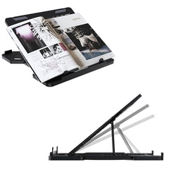 Amazon Basics ABS 2-in-1 Laptop and Mobile Stand, Ergonomic, Adjustable Height, Anti-Slip Base, Heat Dissipation, Portable, Lightweight, Compatible with All Laptops Up to 15.6" (Black)