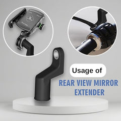 YELLOWFIN Rear View Mirror Extension Rod for Bike & Scooter, ABS Mirror Mount Extender Bracket for Mobile Holder & GPS, Offset Mirror Base Adapter for Motorcycle Phone Mount