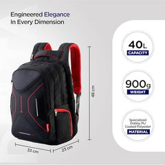 Glint Travel Laptop Backpack | 40L | Fits 15.6" Laptop | Water-Resistant Dobby Polyester | Anti-Theft Pocket, Rain Cover, Ergonomic Straps | Work, Travel & Commute (Grey & Teal)