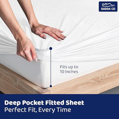 GADDA CO 100% Waterproof Premium Cotton Feel Mattress Protector King Size 78x72 Inch|Ultra Soft Breathable & Fitted Bed Protector Terry Cover Double Bed (6.5x6 feet, Fits 10 Inches, Grey)