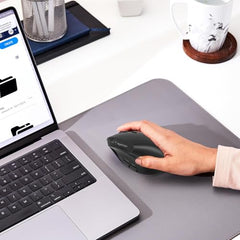 amazon basics Pro Series 650 mAh Wireless Rechargeable Ergonomic Mouse for PC, Mac, Laptop | 3 Adjustable DPI Settings Up to 1600 | Shortcut Buttons | Tri-Mode connectivity (Black)