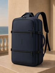 Wesley Luxur 45 Ltrs Overnighter Expandable Travel Laptop Backpack, Flight Cabin Approved Carry On with 16 inch Laptop Compartment, Anti Theft feature business/Travel/Weekender/college Charcoal Black