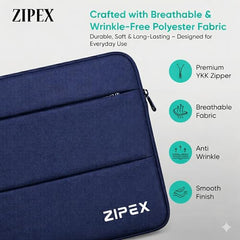 360 Protective 16 Inch Laptop Sleeve Case & Charger Pouch with 2 Front Pockets & Carry Handle | Compatible with 15-16 inch HP, DELL, Asus, Mackbook Devices | Water-Resistant | Blue