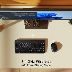 ZEBRONICS Companion 201 2.4GHz Wireless Keyboard & Mouse Combo, 83 Keys, AI Assist Key, 12 Integrated Multimedia Keys, 3 Button Mouse, 1600 DPI, High Precision, Silent Operation (Black)