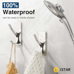 iSTAR Self Adhesive Wall Hook Heavy Duty Metal Stick-On Door Hanger Hook for Hanging Towel, Purse, Robe, Backpack, Jacket, Clothes, Bags - Wall Hooks Set for Bathroom & Kitchen (Pack of 4) (Rose Gold)