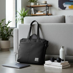 DailyObjects Recycled PET Dual Color Key Tote Bag For Women & Girls | Stylish Ladies Purse for Everyday Essentials | Fits any Laptop Upto 15.6 Inch | Padded Laptop Compartment - (Charcoal-Kelp)