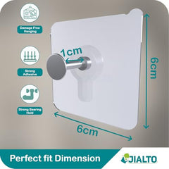 JIALTO Adhesive Hooks, Heavy Duty 5 kg Wall Hooks, Nail-Free Reusable Stainless Steel Sticky Hangers for Multipurpose Kitchen, Bathroom & Home (10 Pcs)