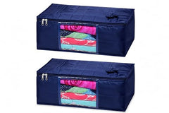 VR ATULIT BY CHOOSY 12 Flap Saree Bag | Clothes Storage Bag for Sarees, Blankets | Large Storage Bag for Clothes with Transparent Zip Covers | Foldable Quilted Bag Organizer with Handle for Wardrobe