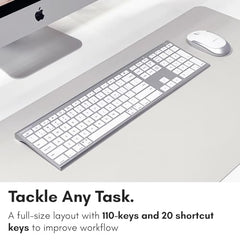 Macally Premium Bluetooth Keyboard and Mouse for Mac | Compatible Wireless Apple Keyboard and Mouse Combo (110 Keys Multi-Device Rechargeable) for MacBook Pro/Air and iMac - Space Gray