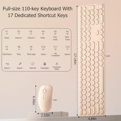 COVEVA Wireless Keyboard and Mouse Combo, 2.4GHz Wireless (Khaki)