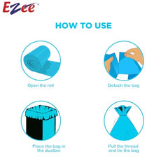 Ezee Plastic Blue Garbage Bags Large 90 Pcs | 15 Pcs | 24 x 32 Inch | Dustbin Bags/Trash Bags/Dustbin Covers for Wet and Dry Waste, Set of 1