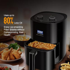 KENT Digital Air Fryer 5L | 1400W | Bake, Grill & Roast | Up to 80% Less Oil Usage | 8 Preset Menu | Rapid Heat Circulation | Digital Display & Touch Control Panel | Glass Window with in built Light
