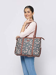 ZOUK Office Bag | Stylish Bags for Office Use | Laptop Bag 15.6 inch | Stylish Tote for Office Use | Purse for Women | Vegan Leather Handbag | Daily & Travel Use | Multicolor Mandala Print