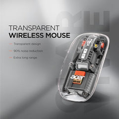 acer Clearview Transparent Wireless Mouse with Triple-Mode Connectivity, Silent Click Tech, Metal Scroll Wheel,1600 DPI Optical Sensor, USB-C Charging, Compatible Windows, MacOS, iOS, Android-Green