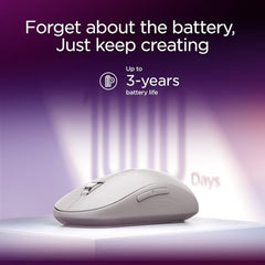 Lenovo Yoga Bluetooth Silent Mouse, 3 Level DPI Adjustment, 36 Month Battery Life, Bluetooth 5.3, 3 Device Paring, Whisper Quiet, Programmable Buttons, Smooth Finish, Luna Grey