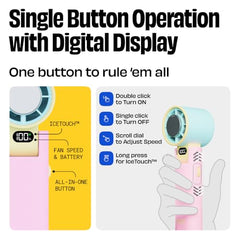 NUUK BFF Personal Hand Fan | 13000 RPM with IceTouch™ | 3600mAh Rechargeable Battery up to 10 hrs | Portable Mini Fan | 100-Speed Dial | For Travel, Office, Makeup & Outdoor | 1 Yr + 1 Month Warranty