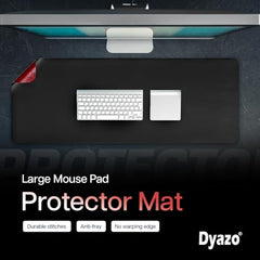 Dyazo Vegan PU Leather Mouse Pad for Remote Work/Office/Gaming, Large Desk Mat, Dual-Sided Anti-Slip, Water-Resistant Design (800 x 300mm, Navy Blue & Yellow)