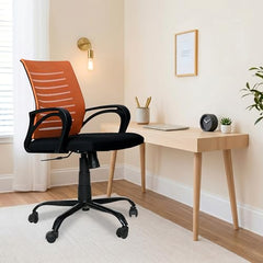 Amazon Brand - Solimo Worklo Mid Back Office Chair for Work from Home | Study | Revolving | Computer (Heavy Duty Powder Coated Metal Base, Stylish Black Mesh)