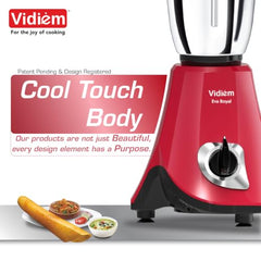 Vidiem EVA Royal 750W Mixer Grinder with 3 Jars | 750W mixer Grinder | 2 Years Product Warranty & 5 Years Motor Warranty | Red & Black