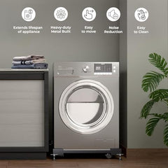 Robustt Washing Machine Stand (5kg to 12kg) - Adjustable Metal Trolley with Wheels for Home with 4 Anti Vibration Rubber Grips- Stands Upto 180 Kg Weight, Also Suitable for Dishwasher, Air Cooler