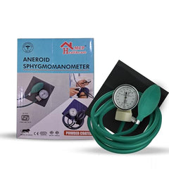 Dr. Care Aneroid Dial Model Blood Pressure Monitor With Manual Upper Arm Cuff And Rubber Bulb (Green)