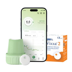 GlucoRx Vixxa 2 CGM Glucose Monitor Device| Real Time Blood Sugar Test Machine for Home | Glucometer Last upto 15 Days | Bluetooth Enabled | Highest Accuracy | Pack of 2