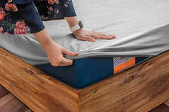 Flo Aloe Vera Infused Mattress Protector - Waterproof & Washable | 100% Cotton | Mattress Cover in Grey Color (King Size, 84x84 Inches)