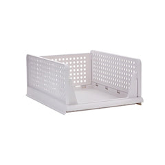 SYGA Shelf Baskets Organizer Folding Wardrobe Household Layered Storage Rack Drawer-Type Stackable Large Storage Basket Plastic (White)