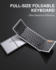 ProtoArc Foldable Bluetooth Keyboard, XK01 Full Size Folding Wireless Keyboard with Number Pad, Portable Travel Keyboard for Windows iOS Android Tablets, Laptops, iPad