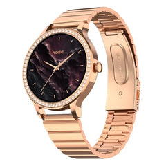 Noise Diva Araya Smartwatch for Women with AMOLED Display (850 Nits), 60 Precision-Set Crystals, Cycle Tracking, Skin Temperature, SOS with Live Location, 100+ Watch Faces - Rose Gold Link