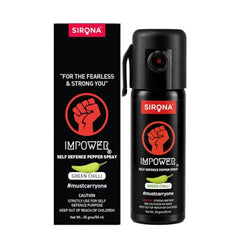 Sirona Impower Pepper Spray Green Chilli for Women | Pack of 1 | Self Defence Spray | Pocket Size Personal Safety Spray | Up to 12 ft Range | Up to 45-Minute Escape Window | Single-Hand Trigger | 18+